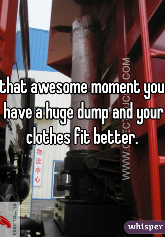 that awesome moment you have a huge dump and your clothes fit better. 