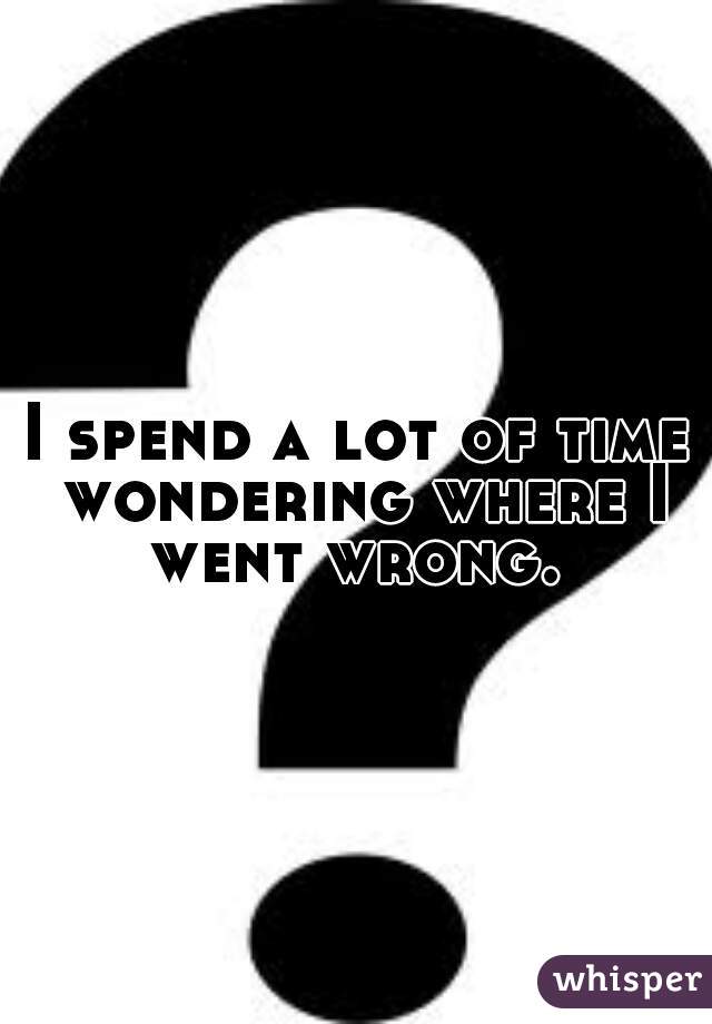 I spend a lot of time wondering where I went wrong. 