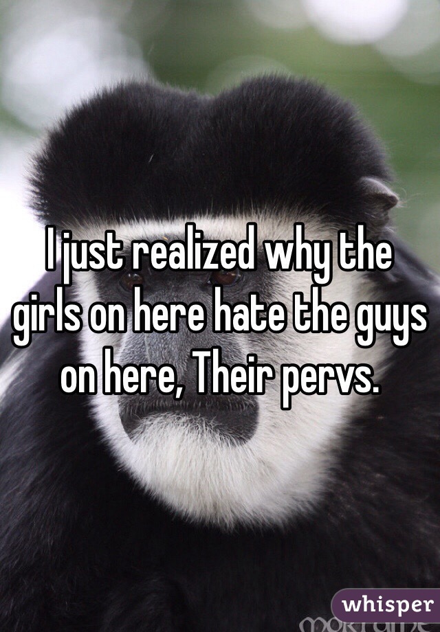 I just realized why the girls on here hate the guys on here, Their pervs.