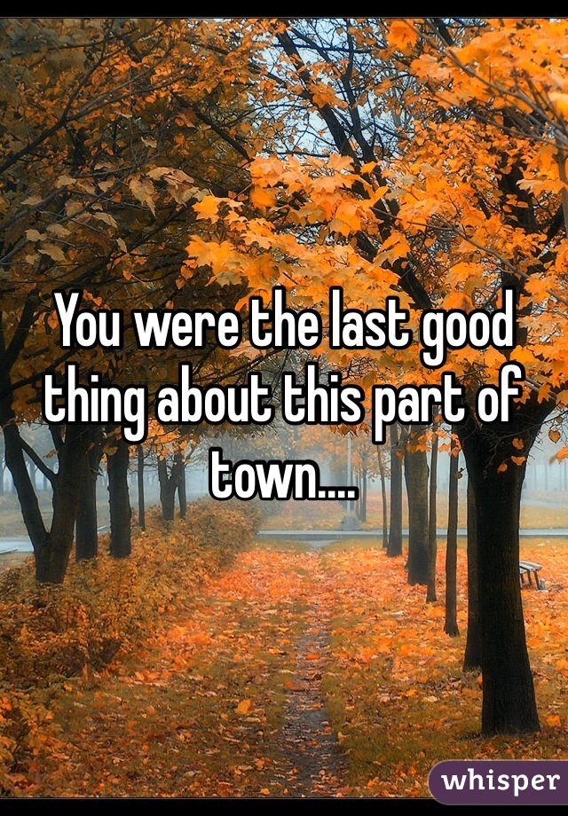 You were the last good thing about this part of town....