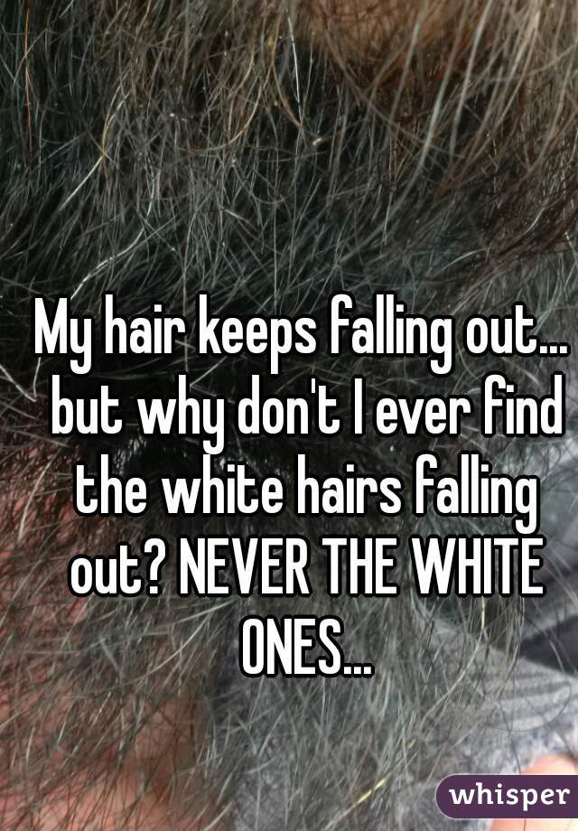 My hair keeps falling out... but why don't I ever find the white hairs falling out? NEVER THE WHITE ONES...