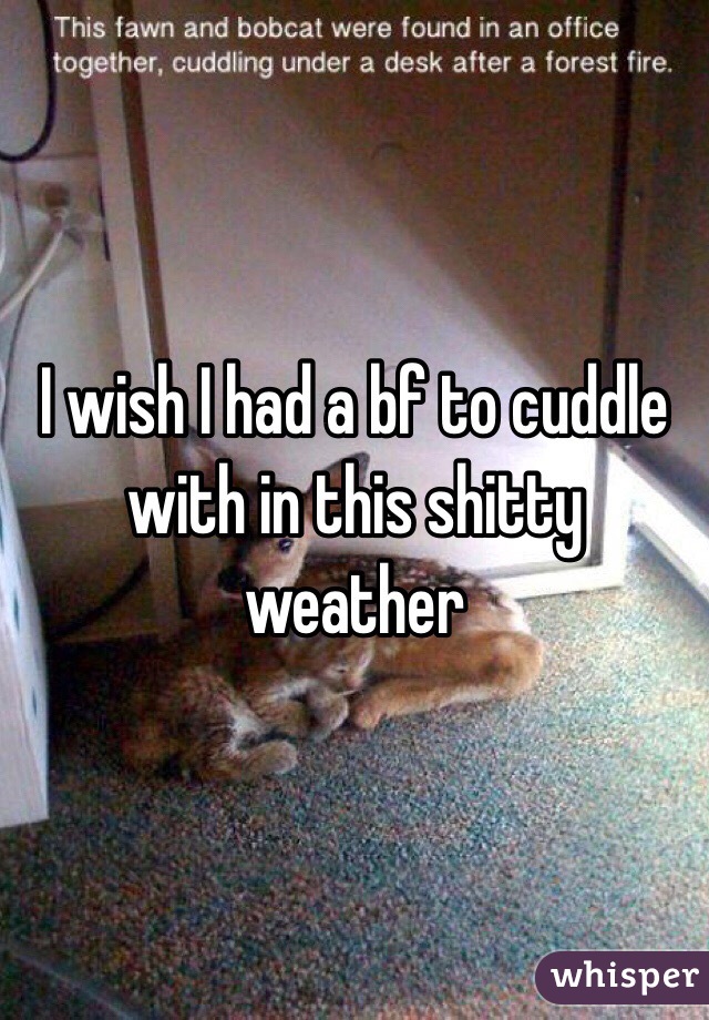 I wish I had a bf to cuddle with in this shitty weather