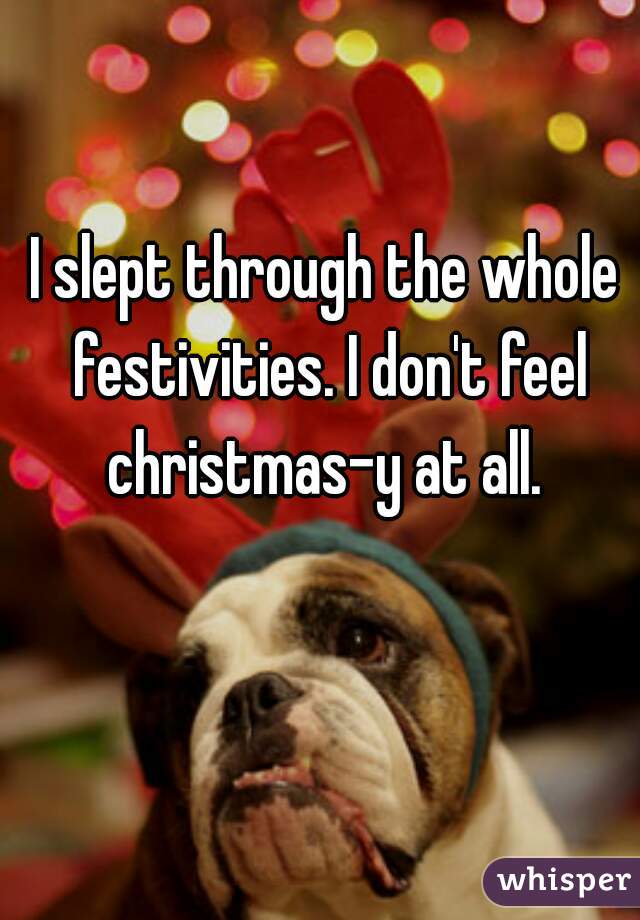 I slept through the whole festivities. I don't feel christmas-y at all. 