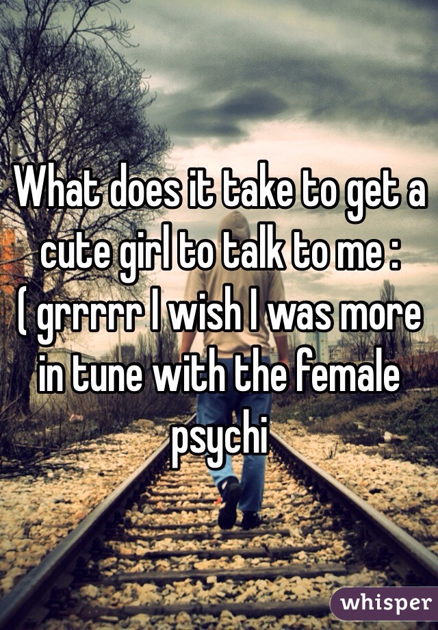 What does it take to get a cute girl to talk to me :( grrrrr I wish I was more in tune with the female psychi