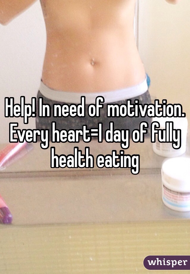 Help! In need of motivation. Every heart=I day of fully health eating 