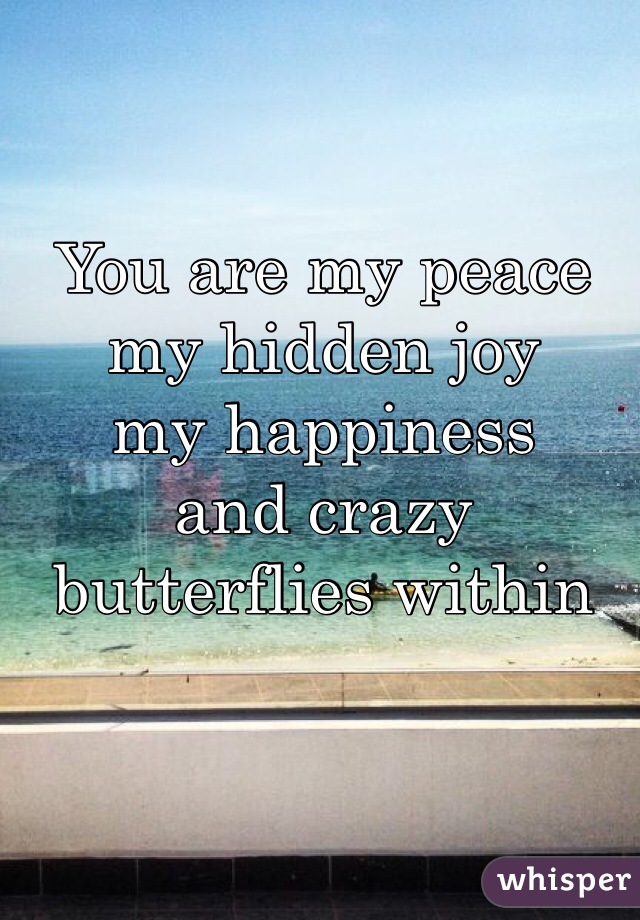 You are my peace
my hidden joy
my happiness 
and crazy butterflies within
