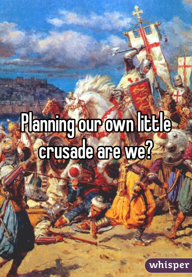 Planning our own little crusade are we?