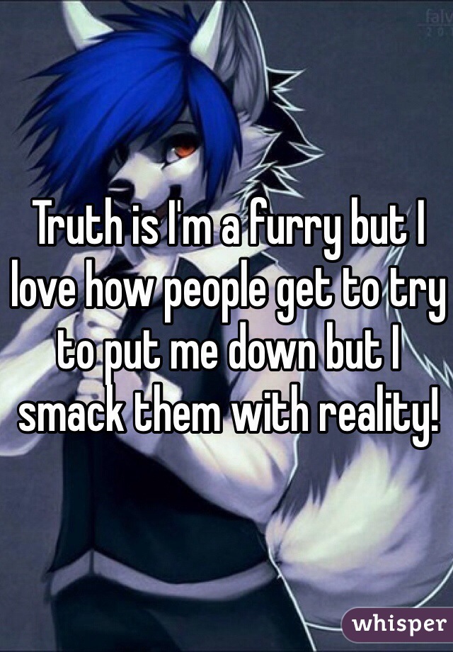 Truth is I'm a furry but I love how people get to try to put me down but I smack them with reality!