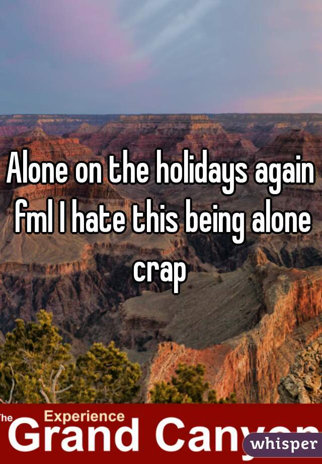 Alone on the holidays again fml I hate this being alone crap 