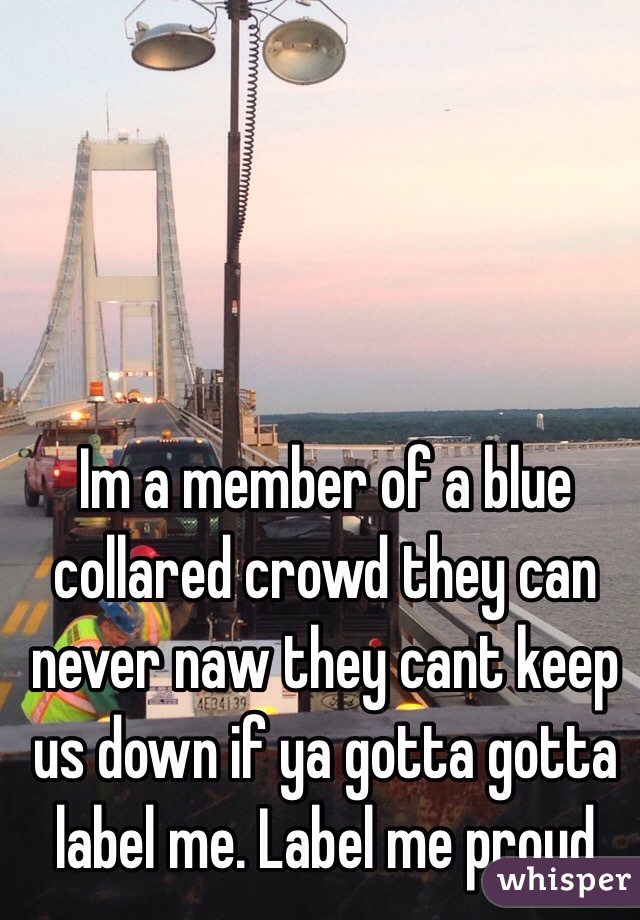 Im a member of a blue collared crowd they can never naw they cant keep us down if ya gotta gotta label me. Label me proud 