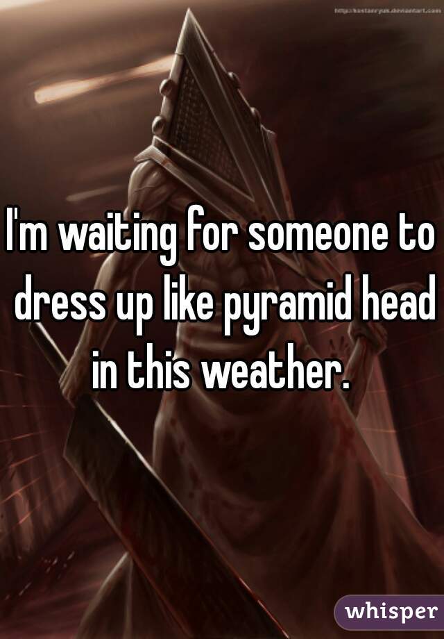 I'm waiting for someone to dress up like pyramid head in this weather. 