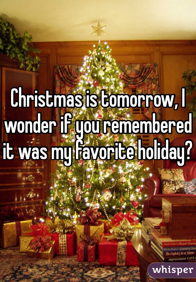 Christmas is tomorrow, I wonder if you remembered it was my favorite holiday? 