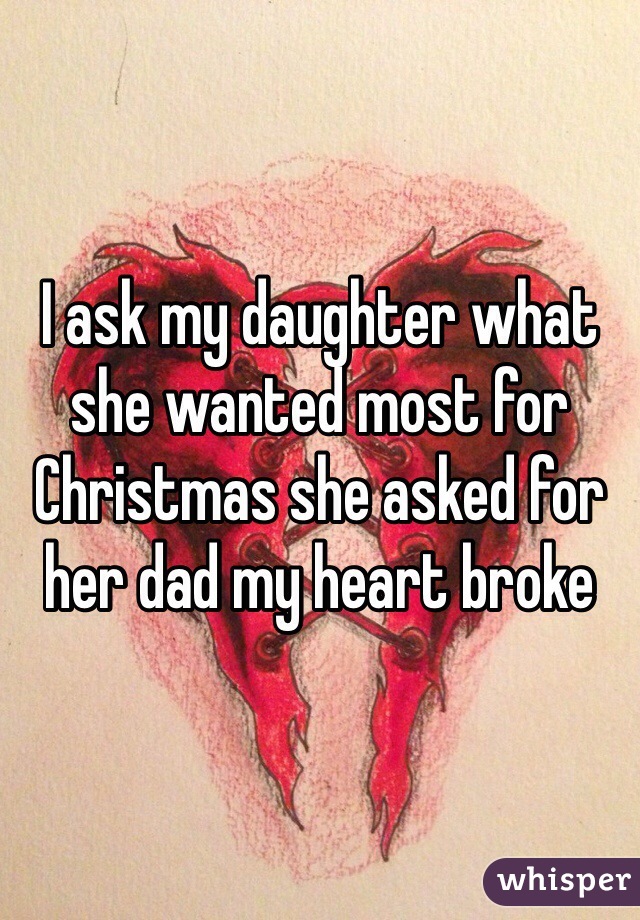 I ask my daughter what she wanted most for Christmas she asked for her dad my heart broke 