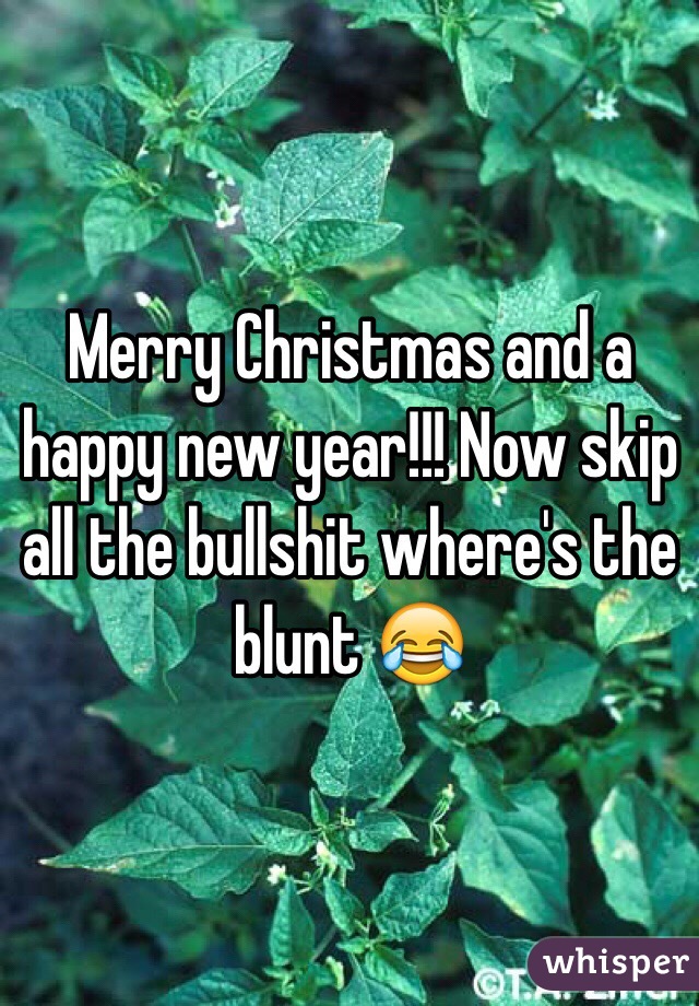 Merry Christmas and a happy new year!!! Now skip all the bullshit where's the blunt 😂