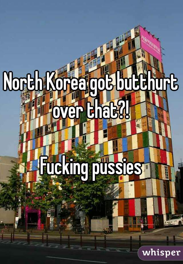 North Korea got butthurt over that?! 

Fucking pussies