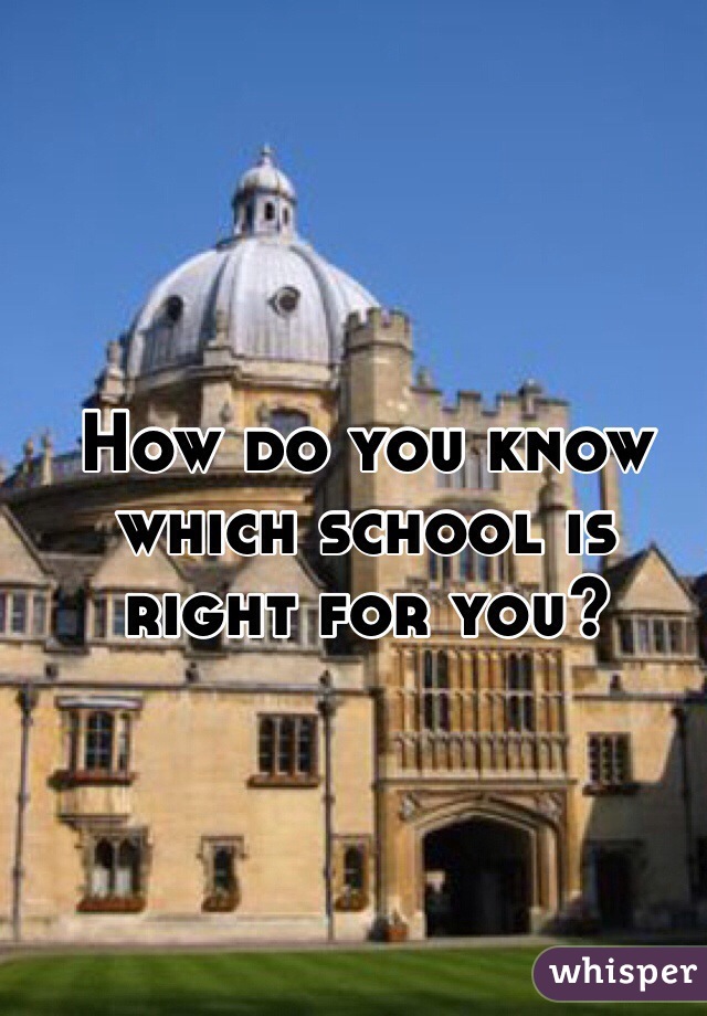 How do you know which school is right for you?