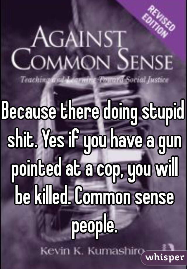 Because there doing stupid shit. Yes if you have a gun pointed at a cop, you will be killed. Common sense people.