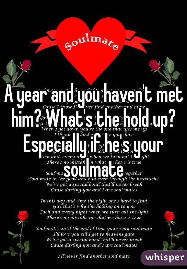 A year and you haven't met him? What's the hold up? Especially if he's your soulmate 