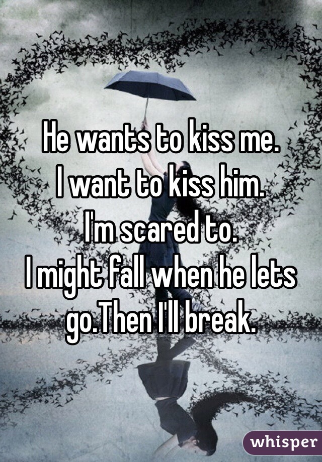 He wants to kiss me.
I want to kiss him.
I'm scared to.
I might fall when he lets go.Then I'll break.