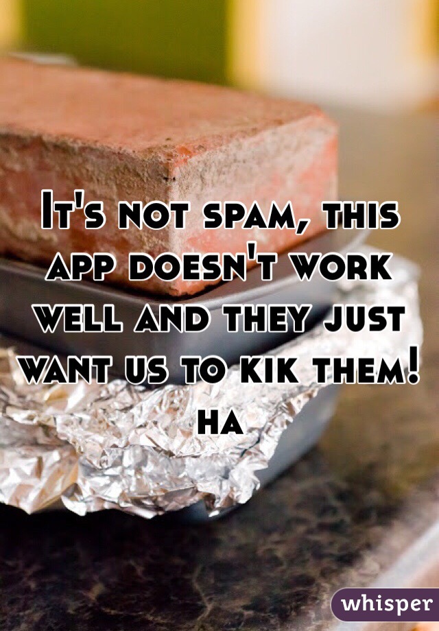 It's not spam, this app doesn't work well and they just want us to kik them! ha