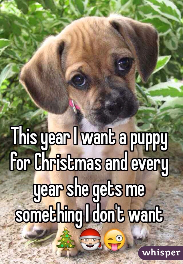 This year I want a puppy for Christmas and every year she gets me something I don't want 🎄🎅😜