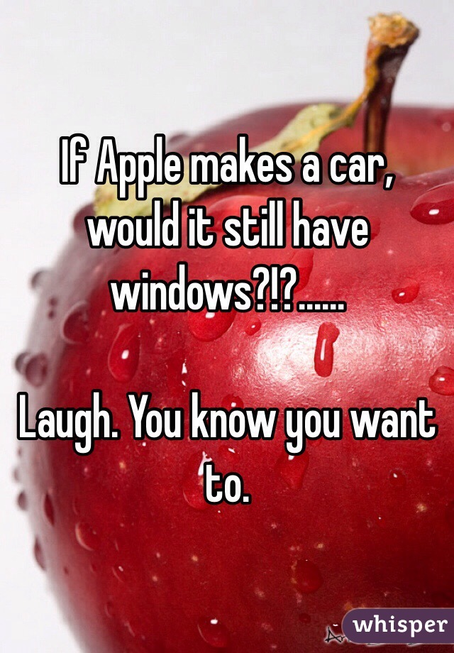 If Apple makes a car, would it still have windows?!?......

Laugh. You know you want to.