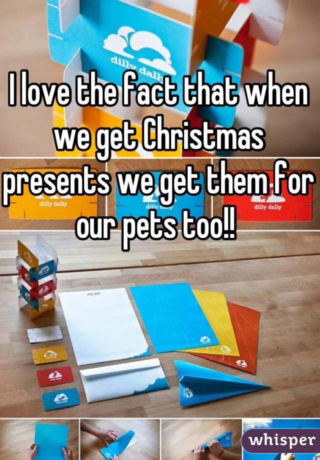 I love the fact that when we get Christmas presents we get them for our pets too!! 