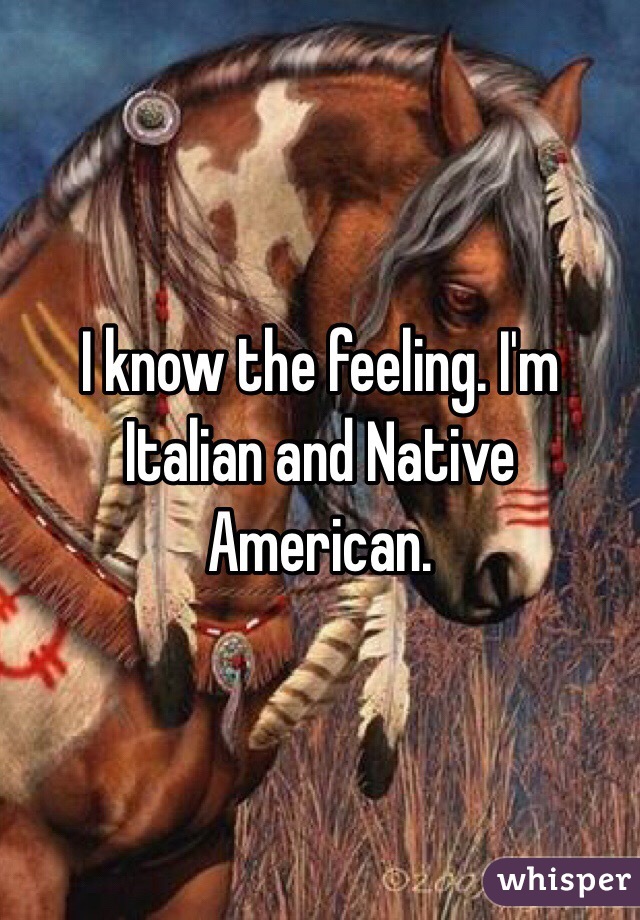 I know the feeling. I'm Italian and Native American. 