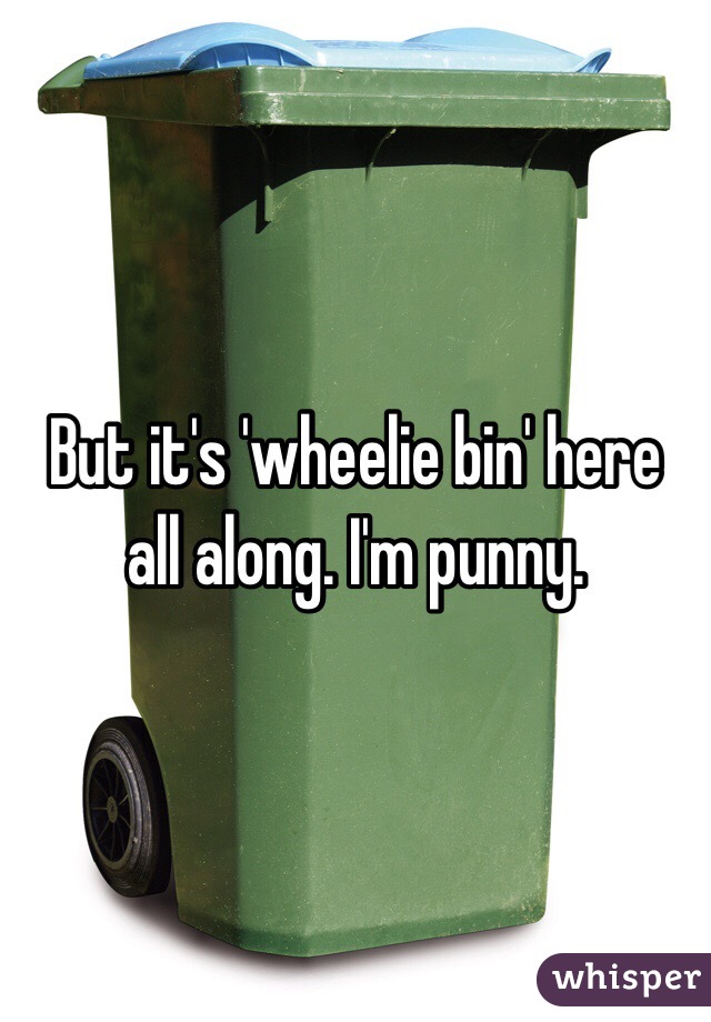 But it's 'wheelie bin' here all along. I'm punny. 