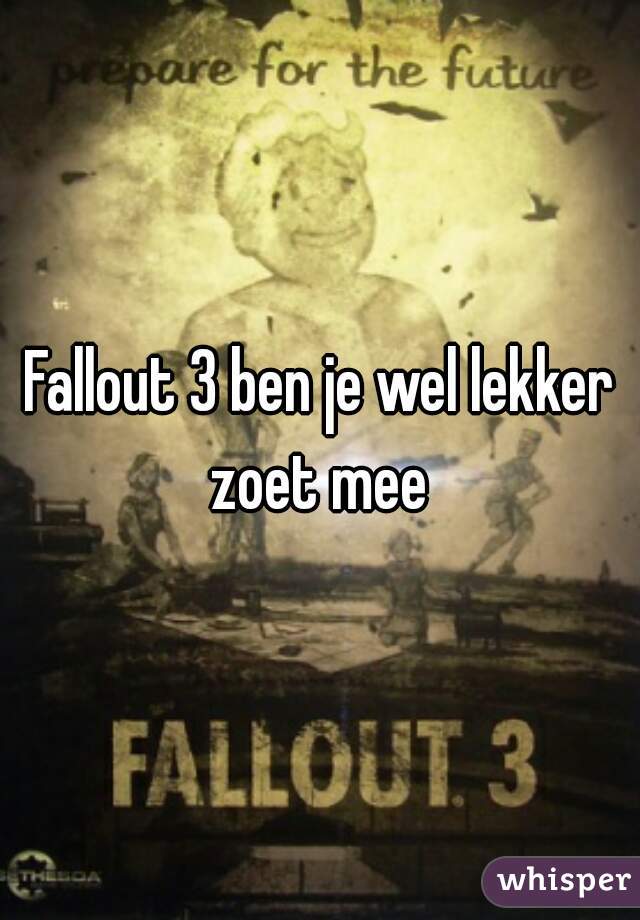 Fallout 3 ben je wel lekker zoet mee 