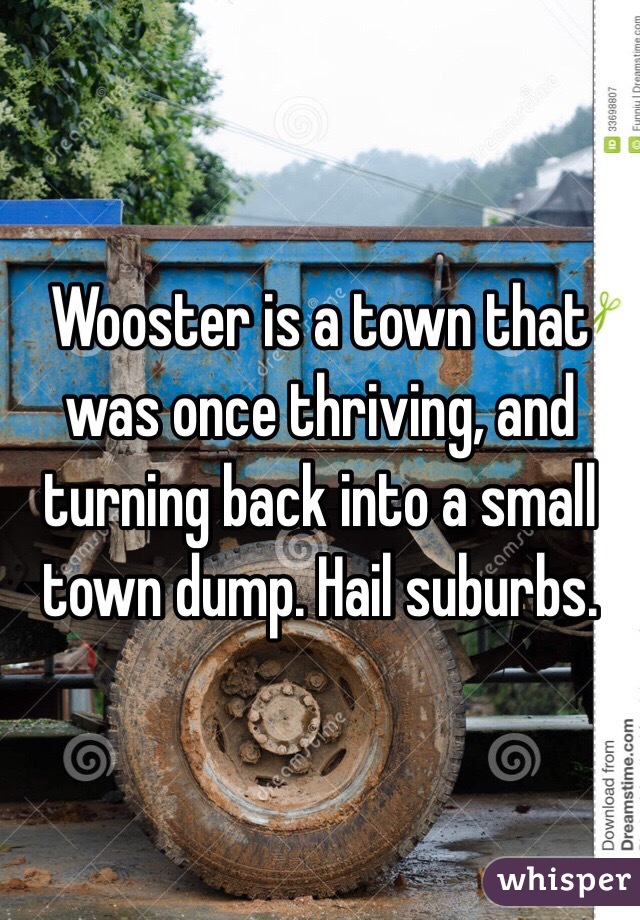 Wooster is a town that was once thriving, and turning back into a small town dump. Hail suburbs.