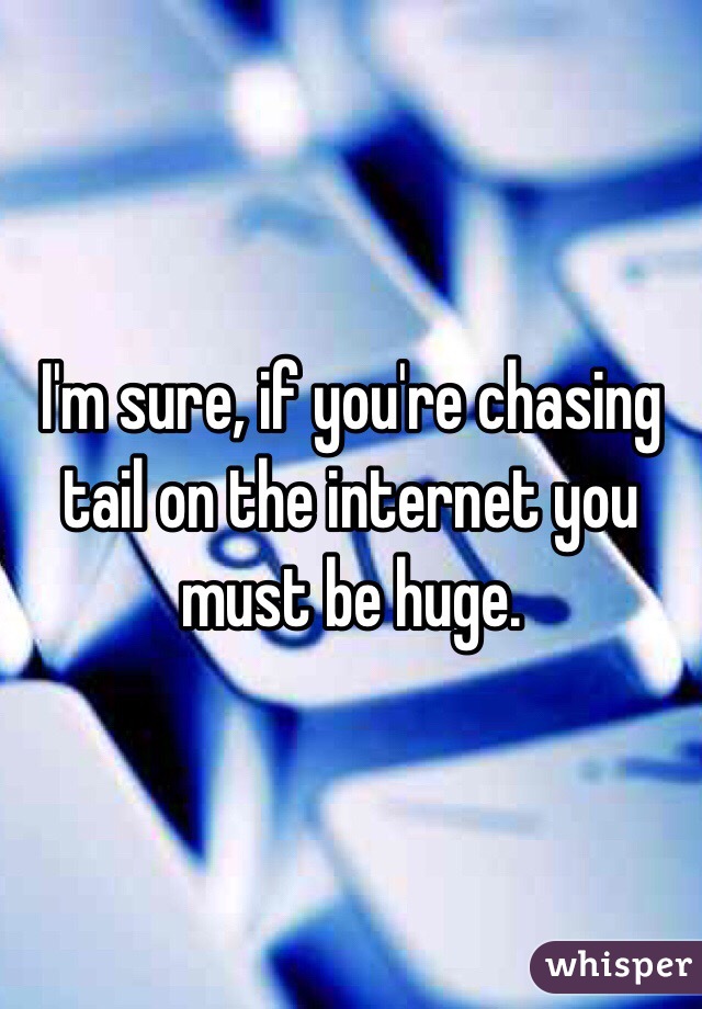 I'm sure, if you're chasing tail on the internet you must be huge.