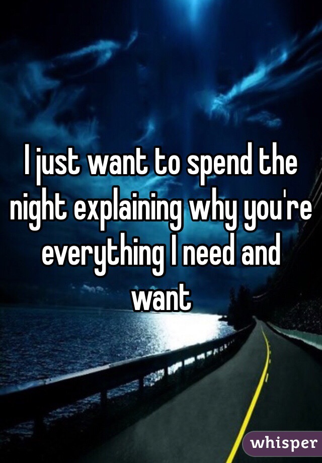 I just want to spend the night explaining why you're everything I need and want 