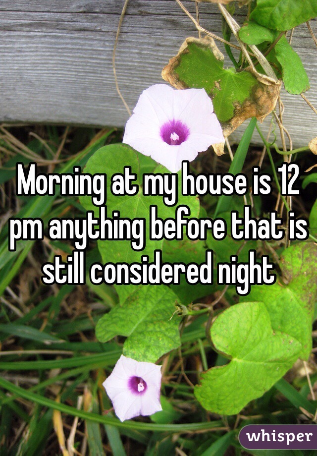 Morning at my house is 12 pm anything before that is still considered night 