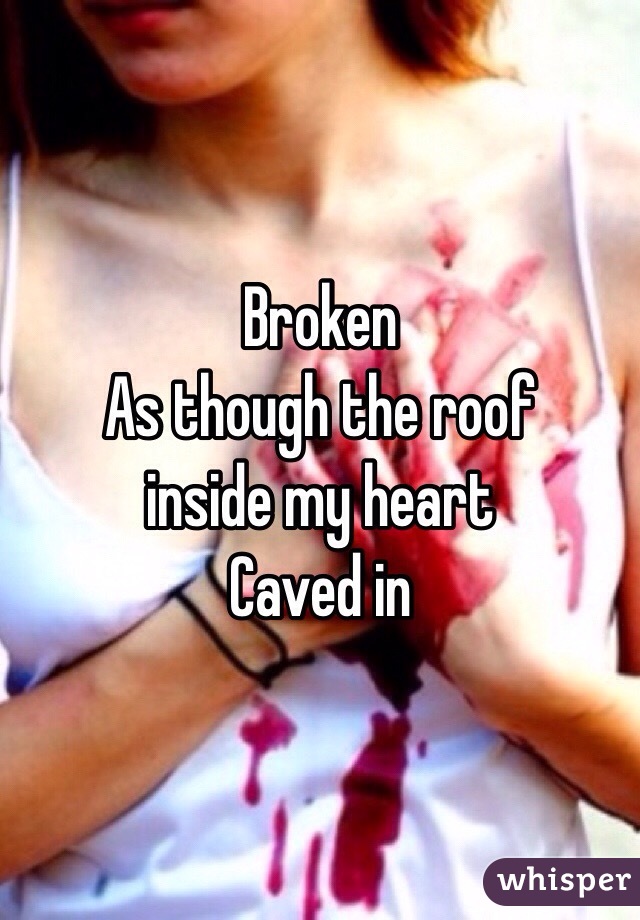 Broken
As though the roof 
inside my heart
Caved in
