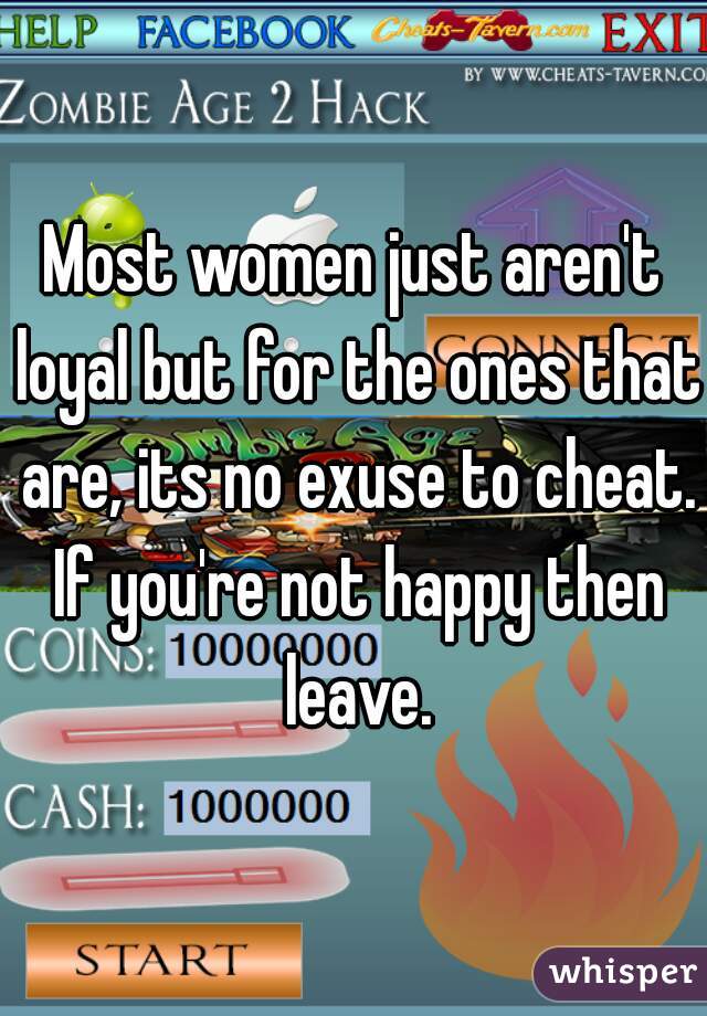 Most women just aren't loyal but for the ones that are, its no exuse to cheat. If you're not happy then leave.