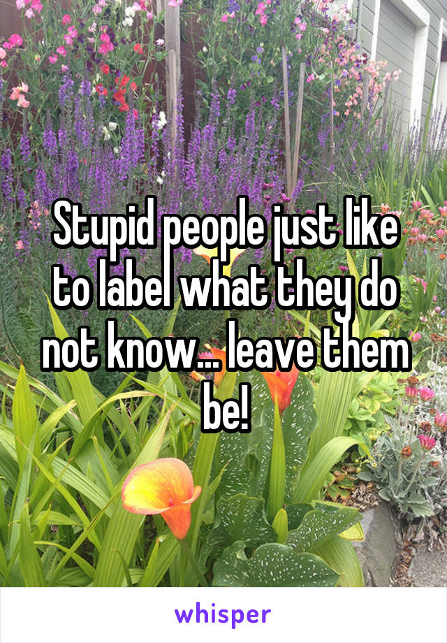 Stupid people just like to label what they do not know... leave them be!