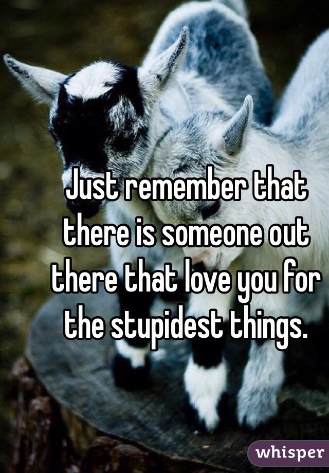 Just remember that there is someone out there that love you for the stupidest things.