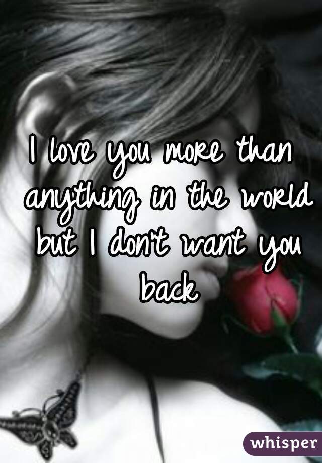 I love you more than anything in the world but I don't want you back
