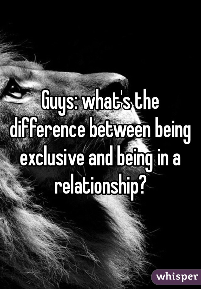 Guys: what's the difference between being exclusive and being in a relationship? 