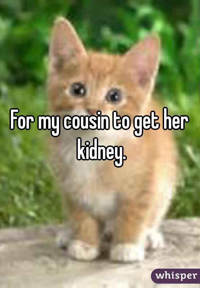 For my cousin to get her kidney.