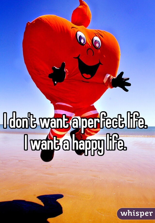 I don't want a perfect life.
I want a happy life.