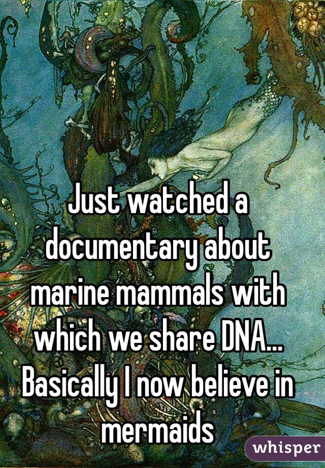 Just watched a documentary about marine mammals with which we share DNA... Basically I now believe in mermaids