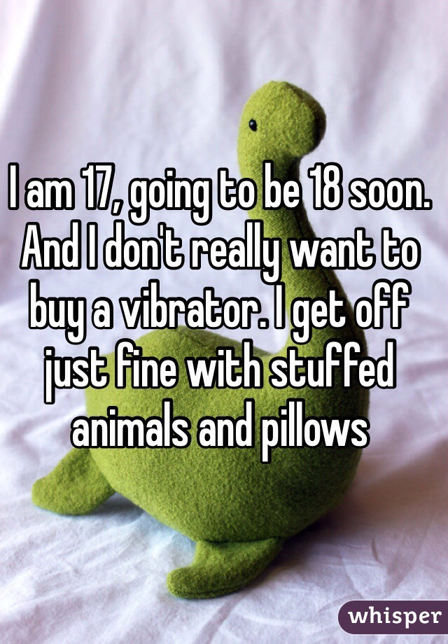 I am 17, going to be 18 soon. And I don't really want to buy a vibrator. I get off just fine with stuffed animals and pillows