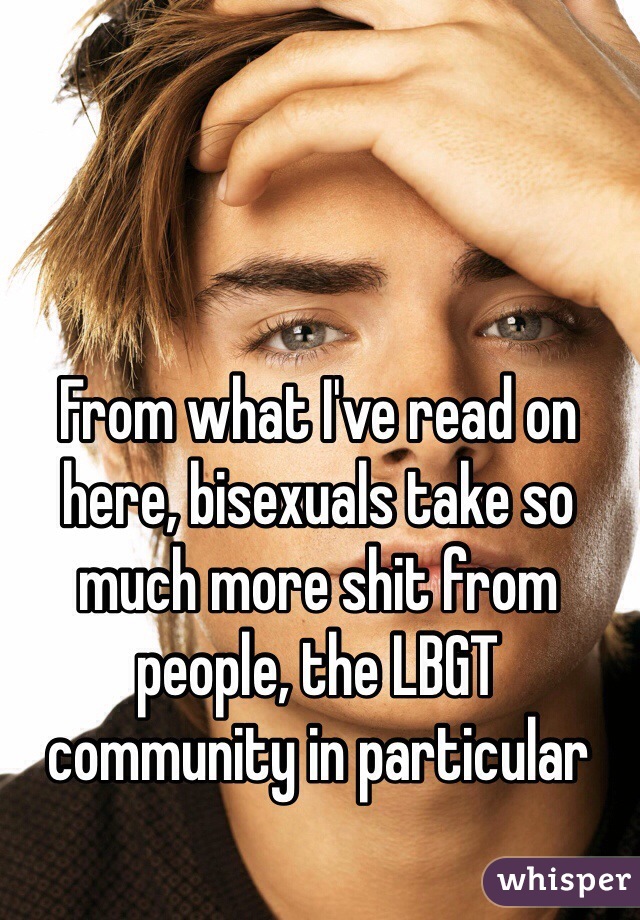 From what I've read on here, bisexuals take so much more shit from people, the LBGT community in particular