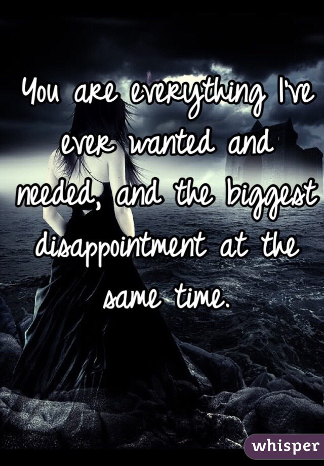 You are everything I've ever wanted and needed, and the biggest disappointment at the same time.