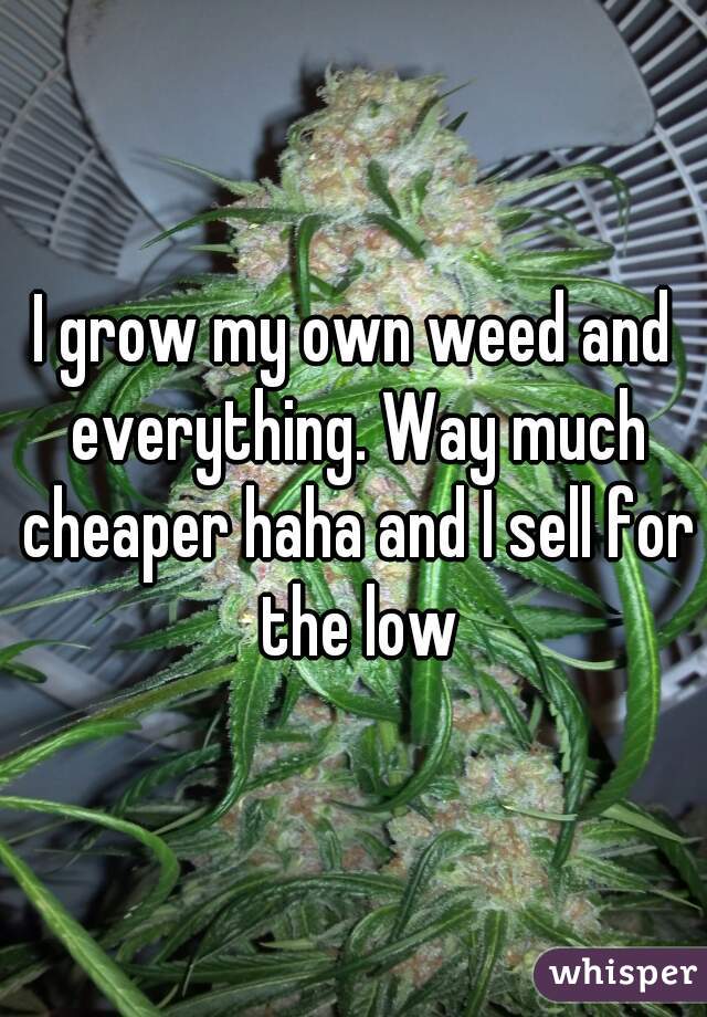 I grow my own weed and everything. Way much cheaper haha and I sell for the low