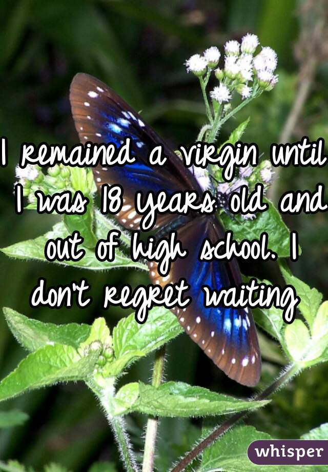 I remained a virgin until I was 18 years old and out of high school. I don't regret waiting 