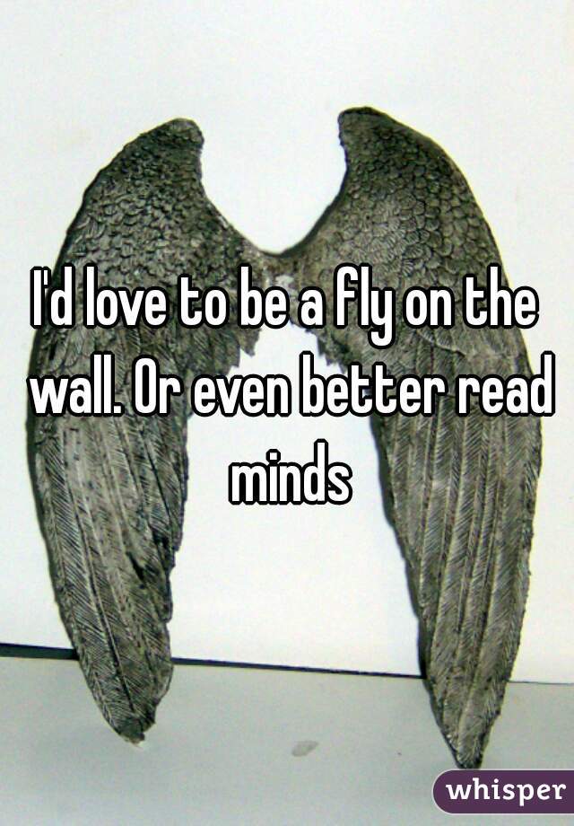 I'd love to be a fly on the wall. Or even better read minds