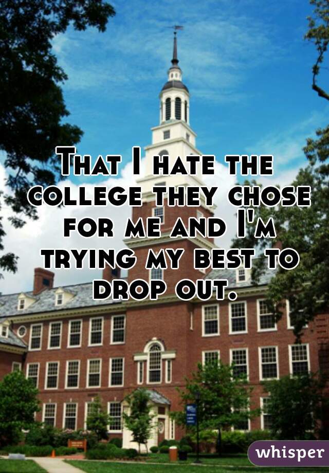 That I hate the college they chose for me and I'm trying my best to drop out. 